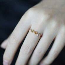 Valentine's Day Limited Edition Diamond Colored Diamond Ring With Adjustable Opening, Dopamine Sweet Girl Niche Fashion Jewelry - 金色 - 查看 1