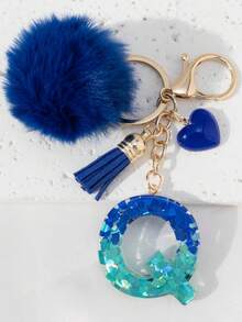 Móc khóa chữ cái, móc khóa hình quả cầu bông dễ thương, có thể treo trên túi xách, ba lô, xe hơi, món quà lý tưởng cho các cô gái, cũng là phụ kiện cho ví và túi xách, móc khóa tua rua, phụ kiện thời trang cho túi xách - Phụ kiện thời trang nữ - Nhiều màu - Xem 21