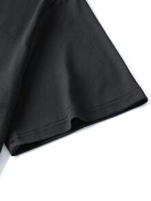 Men's Turtleneck Short Sleeve T-Shirt, Comfortable For Indoor And Outdoor Activities - Black - View 4