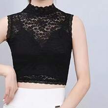 New Lace Collar Decor Pullover Vest For Women, Stretchy Plus Size Undershirt For Autumn/Winter - Multicolor - View 4