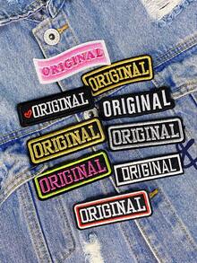 一套3/6/9个黑色、金色、银色、粉色原创英文字母刺绣布贴，可爱时尚涤纶徽章贴花，DIY服装熨烫布贴，缝纫配件布贴，适用于背包、牛仔裤、夹克、T恤、帽子、连衣裙等。