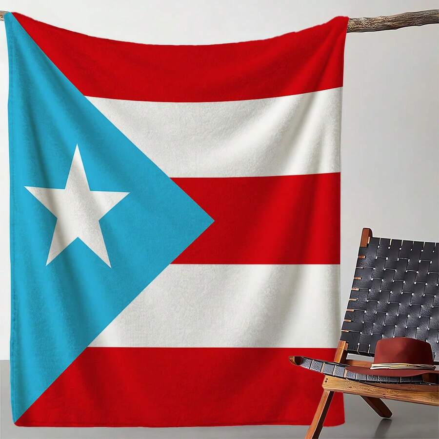 Puerto Rican Themed Flannel Blanket - Vibrant Cultural Prints With Flags, Symbols & Puerto Rico Text - Soft Warm Travel Digital Print,Suitable For All Seasons,      Washable And Machine-Washable, Lightweight, Breathable, Comfortable, Warm,  Unique, 280gsm For Him And Her, Perfect For Naps, Camping, Travel, Family, Daily Life, Office Decoration, Birthday Anniversaries, Valentine's Day, Thanksgiving, Christmas, Halloween, Mother's Day, Father's Day, Wedding,   New Year Gifts Provide Personalized Ideal Gifts For Her, Him, Family Members, Boyfriends,  Girlfriends, Fathers, Family Members, Mothers, Lovers,   Daughters, Sons,   Grandfathers, Grandmothers,     Friends, Classmates And Pets.     Sofa,Bed,Car,Bedroom,Living Room,Office,  Outdoor Camping, Beach,Wall Decoration - 多色18 - 查看 1