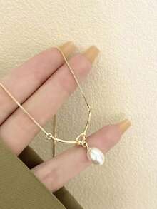 1pc Vintage Pearl Teardrop Necklace, 925 Sterling Silver, Fashionable & Elegant Choker Necklace, Jewelry Gift For Birthday, Valentine's Day, Anniversary