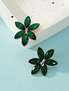 1 Đôi bông tai đính đá hình hoa dành cho nữ, thích hợp để đeo hàng ngày. - màu xanh lá - Xem 4
