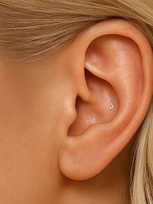 1pc 925 Sterling Silver Star Stud Earrings, Women's Earrings, Flat Cartilage Earrings, Suitable For Daily Wear, Wedding, Party, Engagement, Christmas Gift, Exquisite Jewelry - Silver - View 7