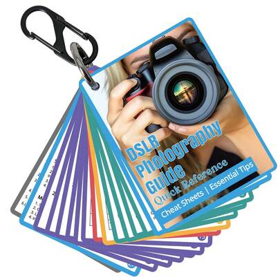 Fusklapp för DSLR-kameror Fototillbehör Kameratillbehör för Canon Nikon Fotopresenter till fotografer Snabbreferenskort Guider Tips Inställningar Exponeringslägen Komposition och mer 4*3 tum, 16 st dubbelsidiga, Presenter till fotografer, Kameratillbehör för fotografering