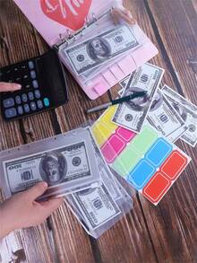 1pc A6 Zipper Pocket (With Magnetic Buckle) PU Leather Notebook, Macaron Cash Budget Notebook, Creative Accounting Notebook, Loose-Leaf Binder, Labelable Loose-Leaf Notebook - Multicolor - View 10