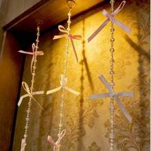 Young Girl Style Bow Curtain For Bedroom And Living Room Partition Window Curtains With Party Decorations, Stringed Bead Flowers On The Curtains, Party Background Atmosphere, Photo Setup For Taking Pictures - Multicolor - View 3