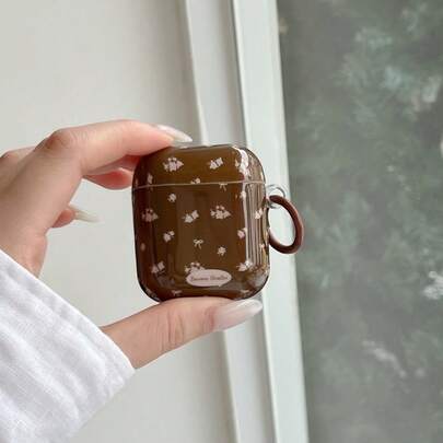 Sött rosa blommigt hörlursfodral kompatibelt med Apple Pro 3, 1/2/Pro/Pro 2, stötsäkert skyddsfodral, koreansk stil