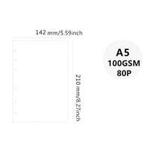 1包80张/160页可替换空白笔记本纸，100克厚米色点阵横格纸，可选尺寸：A6（6孔，105*170毫米/4.13*6.69英寸）、A5（6孔，142*210毫米/5.59*8.27英寸）、B5（9孔，182*255毫米/7.16*10英寸） - 空白白紙80張160頁(100GSM) - 查看 9