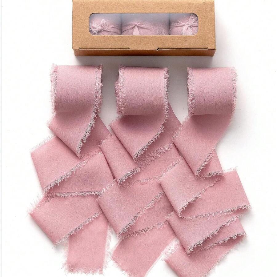 1,5 Zoll x 16,4 Fuß Rosa Band, Weihnachts-Chiffon-Band, Weihnachts-Geschenkband-Set, geeignet für Hochzeitsdekoration, Hochzeitseinladung, Blumenstrauß-Verpackung, Blumenstrauß, Brautstrauß, DIY-Basteleien - Weihnachtsgrün - Übersicht 1