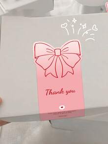 50 miếng dán "Cảm ơn" màu hồng, họa tiết nơ và hoa hồng dễ thương - Giấy dán mờ, hình dạng bất đối xứng, dùng một lần, lý tưởng để dán kín hộp quà, làm nhãn trang trí, trang trí hộp quà, thiết kế vui nhộn, nhãn dán tự dính, nhãn dán "Cảm ơn". - Nhiều màu - Xem 4