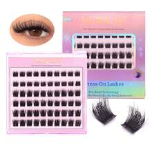 60Clusters Glue Free Lashes Individual Lash Clusters Press On Lashes D Curl 10-14mm Brown Eyelash Wide Stem DIY Lash Clusters With Adhesive Natural Look&Extra Thick Reusable Wear No Glue Needed Eyelash Extension Kit For Self Use At Home Or On-The-Go For Daily Life&Wedding&Dating&Party&Music Festival&Spring Day&Travel Fake Lashes Makeup Tools - D - View 10