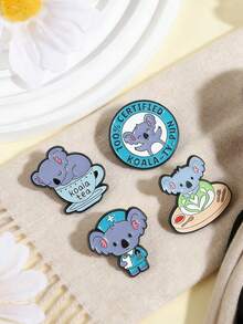 1pc/Set Koala Doctor Brooch Enamel Pins Custom Koala Tea 100% Certified Koala Brooches Backpack Lapel Badge Jewelry Gifts For Friends - Multicolor - View 6