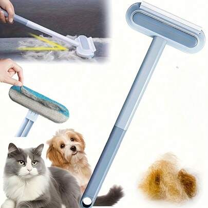 1 pieza Cepillo de limpieza de pelo de mascota de doble efecto - Diseño de doble efecto resistente, lavable y reutilizable, limpia sin dañar los muebles - Adecuado para alfombras, sofás, muebles - Apto para perros de pelo corto y largo - Fácil de limpiar pisos y muebles, elimina el pelo de perro