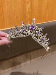 1个金色皇冠，时尚优雅的皇冠头箍，适合生日和表演场合 - 金色 - 查看 4