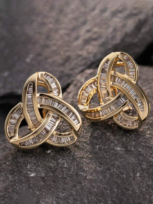 1 Pair Gorgeous Cubic Zirconia Stud Earrings For Women For Wedding Engagement Anniversary Jewelry Valentine's Day Gift