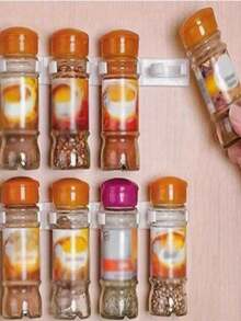 Wall Mounted Spice Rack, No Drilling Required Portable Easy Installation Space Saving Wall Mounted Spice Jar Rack, Organize Seasonings, Kitchen Storage Door Hanging Clips, Spice Rack Organizer, Lightweight Kitchen Tools - PP Material - Multicolor - View 3