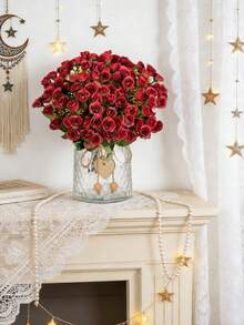 1支10.62英寸人造丝玫瑰，仿真花，情人节礼物，逼真花卉，适合早午餐、DIY婚礼花束、派对、家居客厅、厨房、花园、酒店、办公室、Rama装饰、情人节礼物、感恩节装饰、DIY花环、礼品、桌面摆件、生日装饰、室内/室外装饰、散装仿真塑料花、花瓶装饰、农舍家居装饰、波西米亚风婚礼 - 紅色 - 查看 4