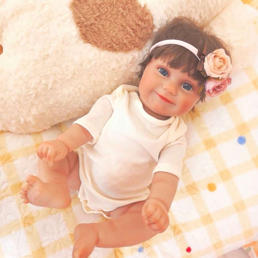 50cm Hyper-Realistic Reborn Doll, Handmade With Rooted Hair And Hand-Painted, Lifelike With Visible Veins, Comes In Deluxe Gift Box, Suitable As Birthday Gift Or Companion - Yellow - View 1