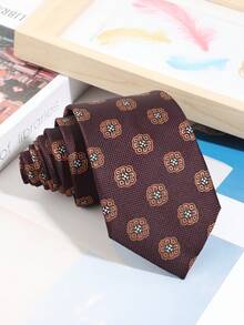 1pc Fashionable Casual Men's Floral Pattern Necktie, Comfortable & Versatile For Daily, Commuting, Party, Banquet Matching - A - View 4