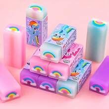 1 pieza/3 piezas Borradores de sándwich de My Little Pony, hechos de material de goma, fáciles de limpiar, sin migas, alta flexibilidad y durabilidad, se pueden cortar libremente, ideales para estudiantes y suministros de oficina, esenciales para dibujar, adecuados como recompensas en el aula y regalos de fiesta. - Multicolor - Ver 3
