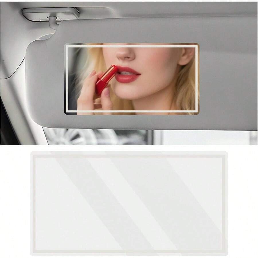 Car Mirror Vanity, 5.90*3.12 Inch Self - Adhesive Car Visor Mirror, Portable Shatterproof Accessories Women Vanity Mirrors Auto Truck SUV Ordinary Style - 普通風格 - 查看 1