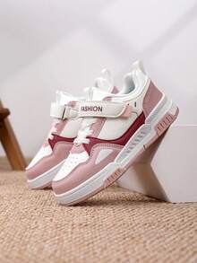 1 Pair Teenagers' Skateboard Shoes, Casual Fashion Patchwork Contrast Color, Quality Upper, Anti-Collision Toe, Non-Slip Sole, Vibrant Color Contrast, Suitable For Students, Campus, Sports, Street, Daily Wear - Pink - View 5