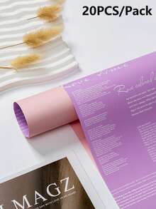 20pcs/Pack Waterproof Dual-Color English Floral Wrapping Paper, Flower Bouquet Packaging Material - 20PCS/Pack - View 19