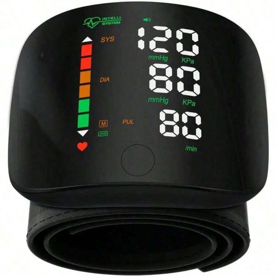 Wrist Blood Pressure Monitor Led Display, Screen Wrist Blood Pressure Cuf 99x2 Reading Wrist Monitor With Carying(Black)Monitoring Adjustable - Đen - Xem 1