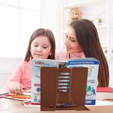 Book Stand Metal Desk Book Holder, Book Holders For Reading Hands Free, Adjustable Cookbook Documents Holder, Portable Bookstand For Music Books, Textbook, Recipe, Tablet, Ipad (Brown) - Brown - View 8