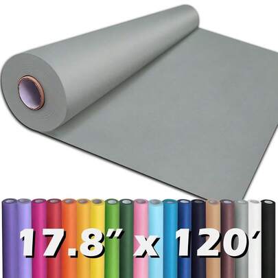 Rollo de papel kraft gris claro de PerkHomy de 17.8" x 1,440" (120') para manualidades, tablón de anuncios, arte de mesa, envoltura de regalos, ramos, embalaje de paquetes, 80 g/m² (55 lb) (gris claro, 17.8" x 120')
