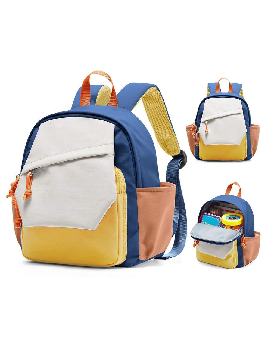 轻便儿童背包，多口袋设计，可爱儿童背包，配有可调节肩带，男女通用，适合学前班、幼儿园、小学低年级学生，防水旅行包，适合户外、露营、旅行、通勤、上学等场合，有3种颜色可选。