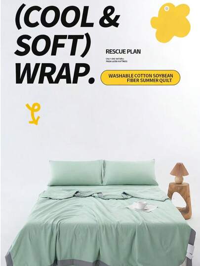 Washed Cotton Thin Quilt In Solid Color, Practical Stain-Resistant, Soft Skin-Touch & Machine Washable Four Seasons Style