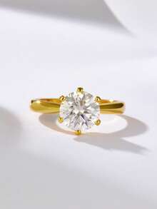 1枚帶證書的碳化硅戒指,925純銀女款婚戒,適用於宴會,派對,正式場合,情人節,求婚,訂婚,結婚,周年紀念日,生日禮物和新娘珠寶