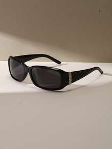 Unisex Classic Wraparound Y2K Street-Style Black Shades, Fashion Glasses For Ladies Women Men, For Casual Outfits & Parties& Beach Trips & Photo Shoots - Black - View 2