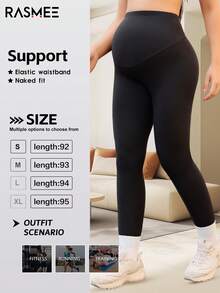 This Black Maternity Yoga Leggings Are As Smooth And Soft As Butter, Providing An Extremely Comfortable And Form-Fitting Wearing Experience. The U-Shaped/Full-Coverage High-Elasticity Waistband Design Effectively Prevents Slipping And Sagging, Making It An Ideal Choice For Home Leisure And Prenatal Exercise. The Simple Solid Color Exudes A Fashionable Style.