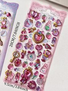 复古箔片闪光贴纸，3D钻石水晶装饰贴纸，适用于DIY手机壳、手账、日记本 - 彩色 - 查看 12