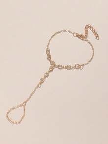 1pc Fashionable Handmade Faux Pearl Finger Chain Bracelet, Versatile For Daily Wear And Party - Multicolor - View 8