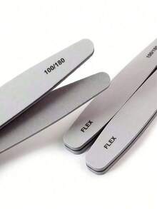 6件套专业海绵指甲锉和抛光块套装，适用于亚克力凝胶指甲和天然指甲，双面砂纸指甲锉和抛光块，可水洗，100/180目 - 灰色 - 查看 8