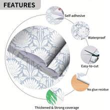 1 Roll Modern Minimalist Style Self-Adhesive Wallpaper, Light Blue Symmetrical Floral Pattern Vinyl Wallpaper, Seamless Wall Contact Paper, Removable And Reusable, Waterproof, Suitable For Bedroom, Living Room, Dining Room, Entryway, Fireplace, Home Decor, Cabinet, Vanity, Bookshelf, Furniture Renovation DIY - Mixed Colors - View 7