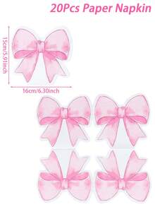 20张粉色蝴蝶结餐巾纸，粉色蝴蝶结主题一次性纸巾，粉色蝴蝶结生日装饰餐具餐巾纸，可爱蝴蝶结餐具，茶会婚礼派对装饰，婴儿派对装饰，家居装饰，桌面装饰，粉色蝴蝶结餐巾纸，派对用品，婚礼用品，新娘送礼会和生日派对 - 粉紅色蝴蝶結 - 查看 6