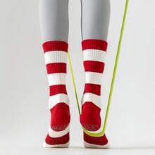 1Pair Women's Yoga Pilates Socks Chinese Zodiac Red Long Tube Combed Cotton Non-Slip High Elastic Antibacterial Pilling Free Daily Wear. - Red and White - View 8