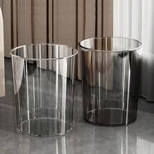 Small Trash Can 1.5 Gallon, Round Plastic Wastebasket For Bathroom Bedroom Kitchen Office Dorm, Compact Garbage Bin With Handle, Desk/Utility/Craft Room Trash Container - Brown - View 2
