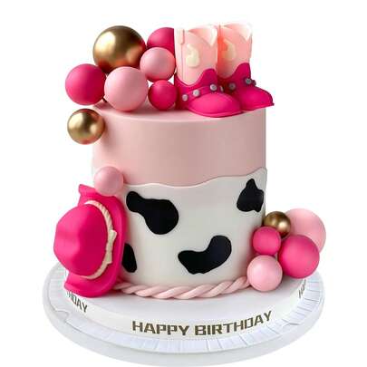 牛仔竞技蛋糕装饰摆件 牛仔帽生日蛋糕装饰摆件 牛仔靴蛋糕装饰摆件 蛋糕装饰 牛仔舞会蛋糕装饰摆件 红棕色牛仔帽、牛仔靴软塑料人偶蛋糕装饰摆件，适合男女生日蛋糕，西部牛仔主题生日派对装饰