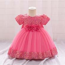 Pink Kids Clothes 2116 Big Bow 3D Flower Girls Frock Tulle Sequins Ball Gown Pageant Children Elegant Princess Prom Host Formal Evening Party Cocktail Dress 0-4Y - 西瓜 - 查看 1