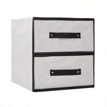 1pc Two-Layered Two-Drawer Fabric Clothing Storage Bin Storage Box Organizer Box - Variant - View 3