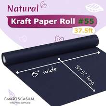 SMART&CASUAL 15\ X 450\ (37.5') Kraft Paper Roll For Art Craft Supplies Gift Wrapping Moving PacFKing  Painting Drawing Paint Easel Poster Chart Paper (Navy Blue, 15\ W X 450\ L (37.5')) - 海軍藍 - 查看 3