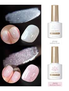 BORN PRETTY 10ml 雪花闪粉果冻凝胶指甲油 乳白色粉色闪粉 可卸 UV LED 凝胶美甲沙龙专用 - 彩色 - 查看 3