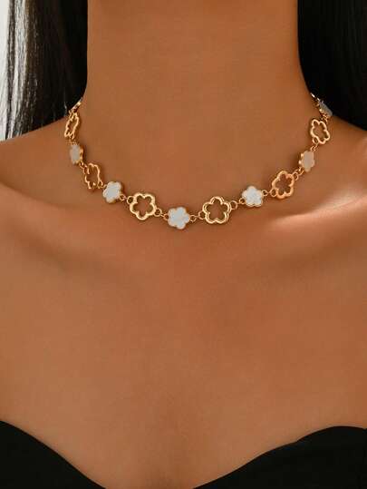 1 st trendigt halsband med klövermönster, minimalistiskt chokerhalsband för kvinnor, lämpligt för vardagsbruk och sommarsemester på stranden